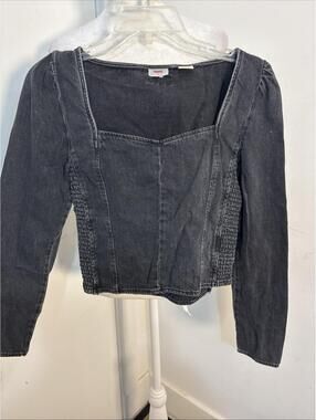 Levi’s OPHELIA CORSET BLOUSE Black Denim Small Buttons